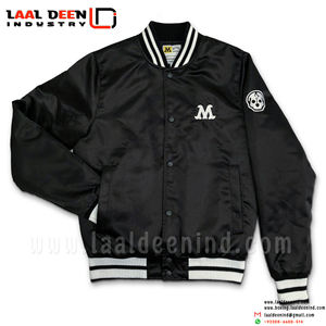 OEM personnalisé chenille broderie logo manches en cuir bleu clair baseball bomber letterman varity veste logo entièrement personnalisé - Product Image 6