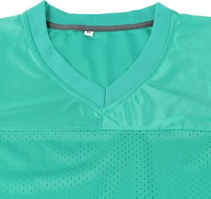 Camiseta de fútbol azul verdoso para hombre, transpirable, de malla de poliéster, cuello en V, manga corta, camiseta de entrenamiento, ropa deportiva personalizada para equipos, top de práctica deportiva - Product Image 4