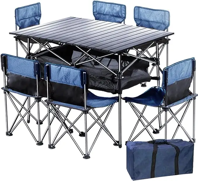 Factory custom folding camping tables and chairs set with high quality aluminum table folding camping table and chair kit