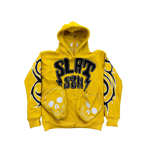 Sudaderas Premium de Lujo para Hombre, Estilo Urbano, Bordado Desgastado, Ajuste Holgado, Cuello con Capucha de Algodón, Diseño con Cremallera - Product Image 3