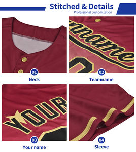 Maillot de baseball personnalisé respirant grande taille 100 % polyester anti-humidité antibactérien durable col rond vêtement de sport - Product Image 6