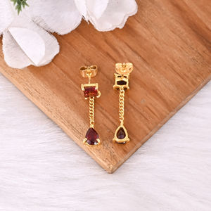 Pendientes de Plata de Ley 925 con Granate Natural de Mozambique, Piedra de Nacimiento, Regalo de Compromiso, Joyería Hecha a Mano - Product Image 4