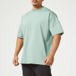 T-shirt homme personnalisé 100% coton poids lourd 280 GSM T-shirt homme oversize à épaules tombantes avec fentes latérales T-shirt homme streetwear - Product Image 3