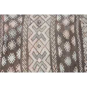 Turkish Vintage Small Rug 1.7x4 ft, <b>Brown</b> Blue Polka dot <b>Wool</b> Rug - Product Image 5