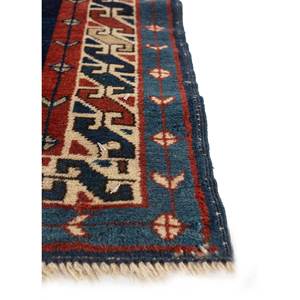 Alfombra Kiaan Azul de Lana Anudada a Mano con Patrón Geométrico, Rectangular, para Pasillo o Sala de Estar, 9x12 Pulgadas - Paem-1254 - Product Image 4