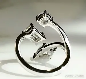 Custom Women's 925 <b>Silver</b> <b>Emerald</b> Cut 1.11ct Brilliant VVS1 Clarity Moissanite Nickel-Free Lead-Free Wedding <b>Ring</b> Manufacturer - Product Image 4