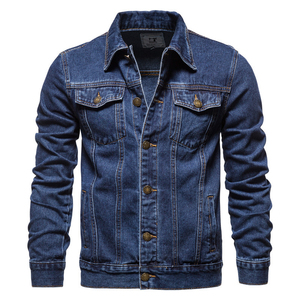 Veste bomber utilitaire en jean délavé soleil pâle pour homme, personnalisée en usine, vestes en jean d'automne pour homme - Product Image 6