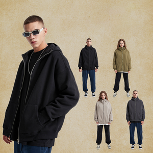 Sudaderas con Capucha para Hombre, de Forro Polar, de Alta Calidad, Estilo Urbano, Unisex, Gruesas, Lisas, 350 g/m², con Cierre, Logotipo Impreso Personalizado, Invierno, 100% - Product Image 1