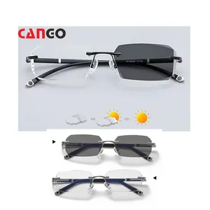 Фотохромные солнцезащитные очки с защитой от синего света без оправы прямоугольные ацетатные очки