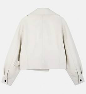 Chaqueta Blanca Extra Grande para Mujer, Estilo Motero Asimétrico, Abrigo de Piel de Oveja Suave, Corte Holgado, Ecológico, Moda de Invierno - Product Image 4
