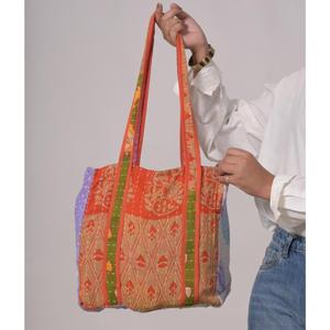Bolso de algodón bohemio Kantha, bolso vintage hecho a mano para mujer, Mercado Ecológico, Playa o comestibles - Product Image 2