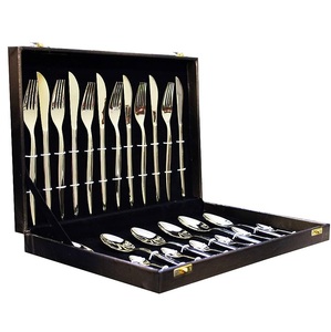 Juego de 4 cubiertos de último diseño, juego de cubiertos de latón con acabado dorado, cucharas de postre únicas y reales, tenedor - Product Image 4