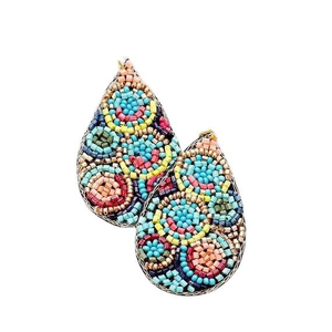 Pendientes Navideños Hechos a Mano con Diseño de Hojas con Cuentas, Joyería Festiva para Mujer, Regalo de Invierno, Estilo Étnico - Product Image 5