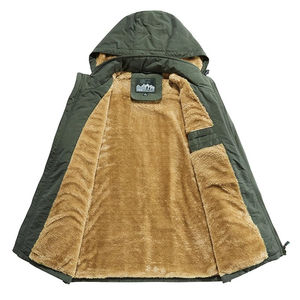 Men's Winter Hooded Outdoor Waterproof Windproof <b>Blue</b> Baseball Bomber Jacket Satin Letterman Style <b>Canvas</b> Fabric - Product Image 6