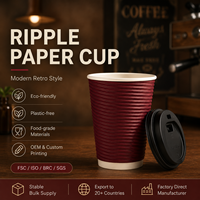 Desain Branding Personalisasi Cangkir Ripple Khusus Bersertifikat BRC ISO SGS Disetujui Food Grade Cangkir Dinding Bergelombang Berinsulasi