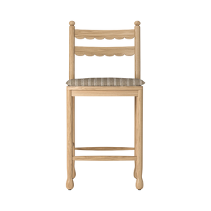 Modern Ladder <b>Back</b> Teak Bar Chair <b>with</b> Cushioned Seat for Home Bar Hotel Kitchen <b>Counter</b> - Product Image 2