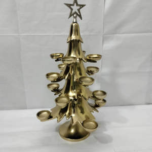 Porte-bougie en métal doré de qualité export, gaufré, pour décoration de Noël, centre de table, à prix abordable - Product Image 1