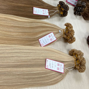 ผมตรงปลายแบนผมต่อคู่ผมคนอิตาลีเคราตินสีน้ำตาลสีบลอนด์และสีออมเบรสีดำ - Product Image 1