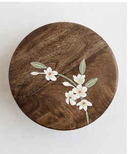 Trending Acacia Wood Stock <b>Pot</b> <b>Lid</b> Floral Inlay Wabi Sabi Design Sustainable Handcrafted Large Capacity Dishwasher Safe Polished - Product Image 6