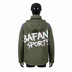 Veste Softshell pour femmes Imperméable Coupe-vent Vert olive Gris Panneaux d'épaule Logo personnalisé Transfert thermique Veste Softshell pour femmes - Product Image 2