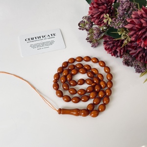 Perles de prière islamiques vintage marron, 45 perles d'ambre de la Baltique, Tasbih - Product Image 4
