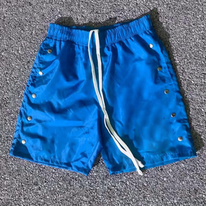 Wholesale Breathable Corduroy <b>Drawstring</b> Patches Knitted Custom Logo Polyester/Cotton Men's Shorts - Product Image 2