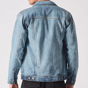 Veste en jean pour homme sur mesure, service OEM, streetwear décontracté, col classique rabattu, veste en jean en coton pour homme - Product Image 4