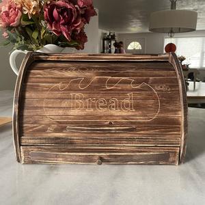 Best Selling Acacia Wood Bread <b>Box</b> Multifunctional Rectangle Storage Container Natural Large Capacity - Product Image 5