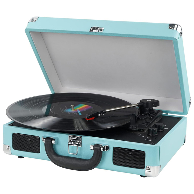 Handmade Customized Unique Stylish Classic Modern Decorative PU Portable Protection Record Player Home Phonograph Turntable