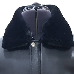 Bomber ajusté pour hommes en gros Veste de vol à col en peau de mouton Tailles personnalisées Veste de pilote d'hiver à fermeture éclair solide en cuir véritable - Product Image 3