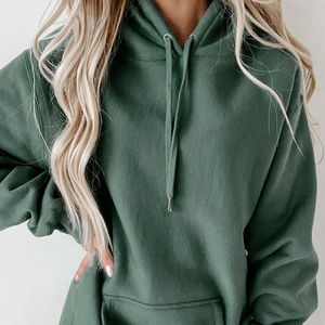 Ropa de mujer Sudaderas con capucha Oversize Falling Shoulder Sleeves Sudadera de alta calidad de punto grueso Sudaderas con capucha - Product Image 6