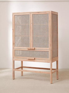 Gabinete de almacenamiento de ratán de teca maciza con cajones, muebles de diseño atemporal para el hogar, oficina, comedor, sala de estar, uso en Villa - Product Image 2