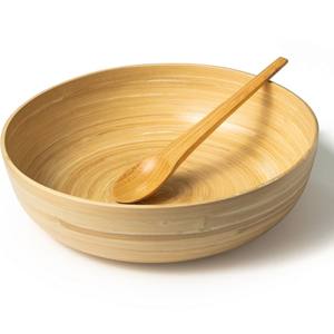 Natural <b>Bamboo</b> <b>Bowl</b> 30cm - Large <b>Bamboo</b> Salad <b>Bowl</b> - <b>Bamboo</b> Kitchenware Large Sized & Versatile - Product Image 6