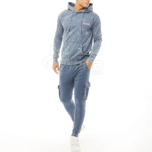 Conjunto Deportivo Unisex para Correr, Chándal de Invierno para Hombre con Sudadera con Capucha y Pantalones, Conjunto Deportivo para Mujer con Pantalones Acampanados con Lavado Ácido - Product Image 1