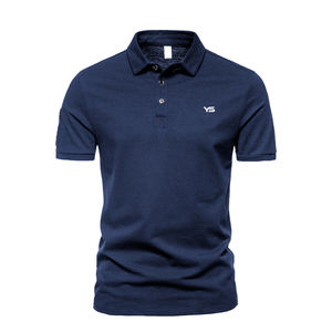 Polo informal de algodón 100% de alta calidad con logotipo bordado personalizado para hombre, camiseta con patrón sólido transpirable, suministro ODM - Product Image 6