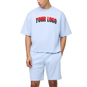 Conjunto de Verano para Hombre, 100% Algodón, Corte Holgado Informal, Camiseta y Pantalones Cortos, Conjunto de 2 Piezas, Cómodo Conjunto para Hombre - Product Image 1