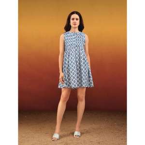 Mujeres Paisley cuello redondo sin mangas minivestido occidental - Product Image 1