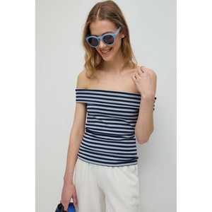 T-shirt pour femme, coupe classique, 100% polyester, épaules dénudées, manches longues, col droit, respirant, style ajusté, design uni décontracté - Product Image 1