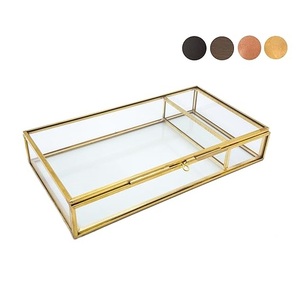 Photographer Boxes Boîte photo en verre 4x6 avec fente USB, boîte de preuve, boîte d'ombre, boîte à cartes, boîte à bijoux, boîte en verre doré - Product Image 1