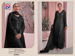 Nouveau Design Evergreen Faux Georgette broderie lourde travail Salwar Kameez avec dupata indien exportateur et fournisseur - Product Image 6