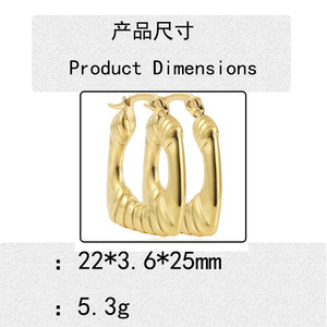 Pendientes de Aro de Acero Inoxidable Dorado de Alta Gama y Estilo Moderno con Varios Diseños de yunnique - Product Image 4