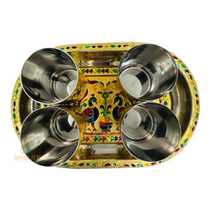 ชุดถาดกลมสแตนเลสชุบทองสำหรับงานแต่งงานและตกแต่งบ้านและเป็นของขวัญ - Product Image 3