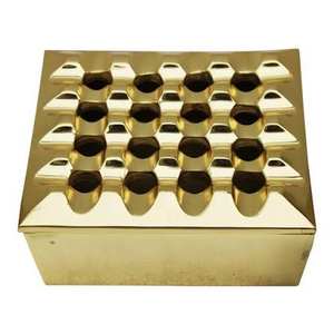 Cendrier carré en aluminium plaqué or vintage pour la maison, le bureau, la meilleure finition, décoration de table - Product Image 1