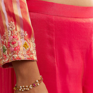 Ensemble palazzo brodé Zardosi en tissu rose vente en gros de vêtements ethniques pour femmes fournisseur d'usine de vêtements OEM personnalisé vêtements de fête - Product Image 6