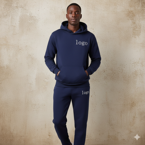 Conjunto de Sudadera con Capucha y Pantalones Deportivos de Dos Piezas para Hombre, Hecho a Medida, con Logotipo Personalizado, 100% Algodón, Tejido de Punto - Product Image 4