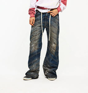 2026 Custom Print Men's Denim Pants High Quality Cotton Light Washed Baggy Plus Size Jeans Pant for Men's Baggy Pants - Product Image 4