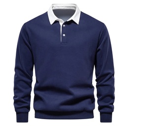 เสื้อโปโลแขนยาวลายพื้นสำหรับผู้ชายงานตามสั่ง - Product Image 2