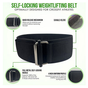 Powerlifting haltérophilie soutien arrière ceinture autobloquante néoprène Nylon fait poids ceintures de levage à verrouillage automatique - Product Image 5