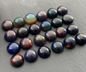 Cabujón de ópalo etíope negro Natural, piedra preciosa redonda, cabujón redondo de ópalo welo Etíope para la fabricación de joyas - Product Image 4