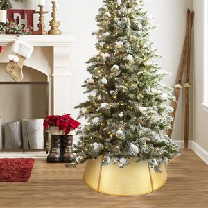 Collar de árbol de metal dorado Premium para árbol de Navidad, anillo de base redonda decorativa de granja de lujo, decoración de acero duradero para el hogar - Product Image 4